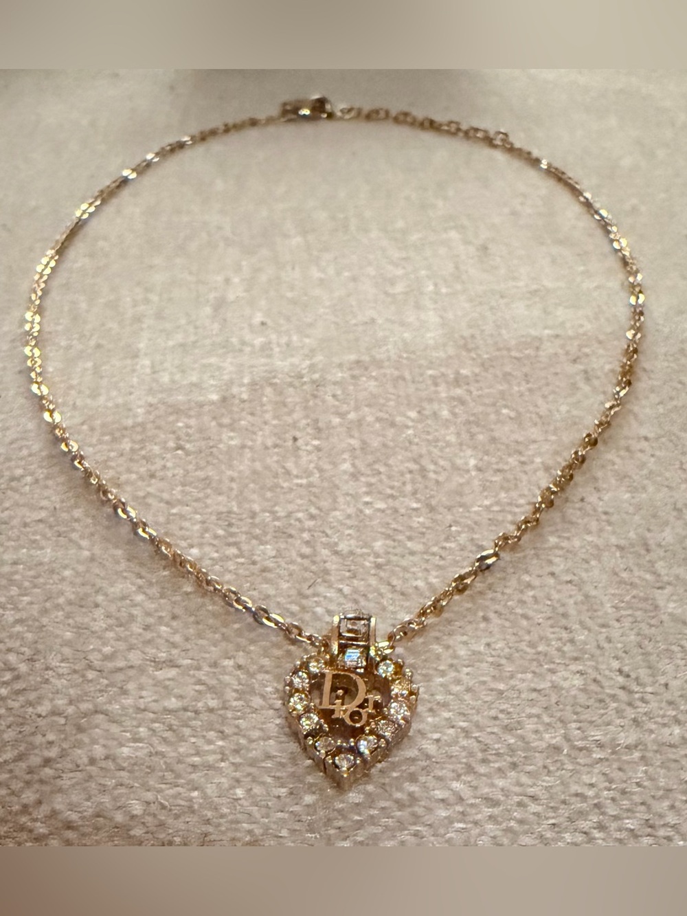Dior Logo Gold Heart Pendant Necklace